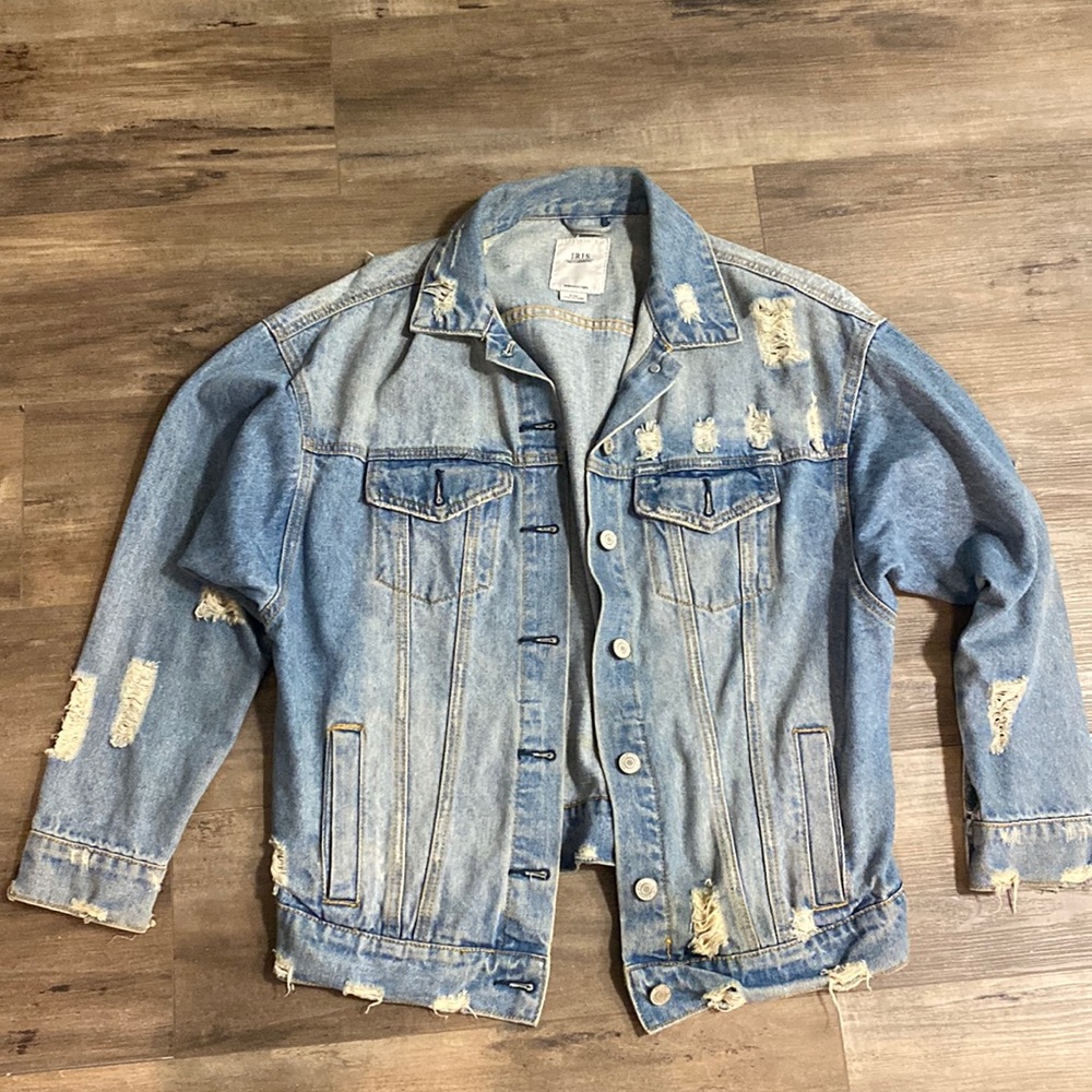 Iris Basic & Contemporary distressed denim jacket.